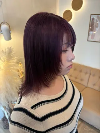 ミディアム カラー ミルクティ/ピンク/ レイヤー/yuriaのヘアスタイル