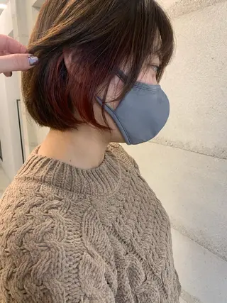 ミディアム カラー 透明感/オリーブ/ グレージュ/YUKAのヘアスタイル