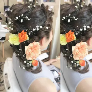 セミロング ヘアアレンジ ヘアセット/卒業式 袴着付け✨清水玲歌のヘアスタイル