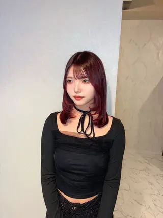 ミディアム カラー ハナダ メイのヘアスタイル