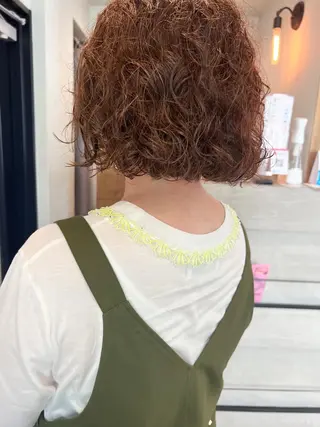 ミディアム カラー パーマ ミディアムパーマ /癖毛パーマのヘアスタイル