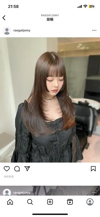 ロング 銀座／レイヤーカット 🤍内野すみれのヘアスタイル