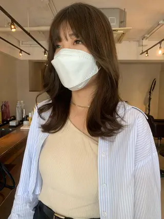 ミディアム カラー 透明感/オリーブ/ グレージュ/YUKAのヘアスタイル