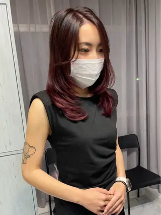 ミディアム カラー ヘアアレンジ アンドウ ユウ/ レイヤーカット/韓国のヘアスタイル