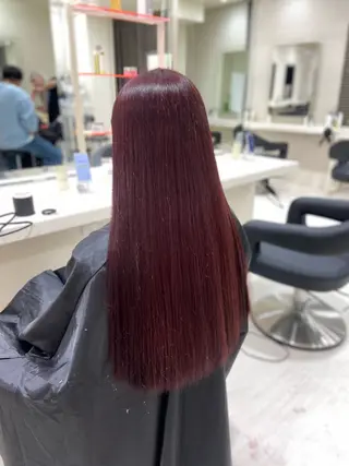 ロング カラー ワインレッド 🍒KAHOのヘアスタイル