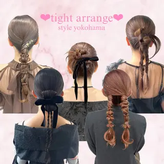 セミロング ヘアアレンジ お呼ばれアレンジ/ ハイトーン/ゆう🩷のヘアスタイル