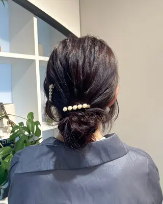 セミロング カラー ヘアアレンジ アレンジ/新宿 透明感カラー/ヤノのヘアスタイル