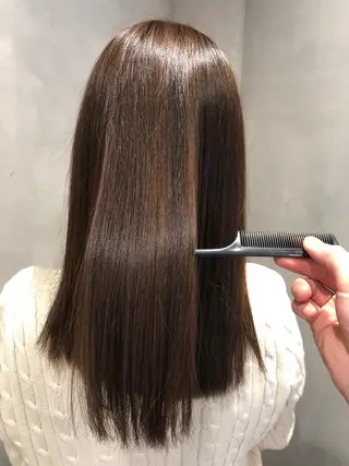 セミロング カラー 縮毛矯正⭐️ 桜場裕一のヘアスタイル