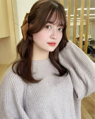 セミロング カラー 新宿/韓国ヘア 中明度カラー/かやのヘアスタイル