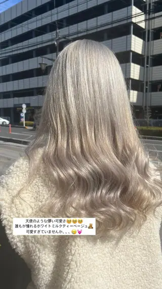 ミディアム カラー パーマ ヘアアレンジ メンズ キッズ ネイル マツエク・マツパ アイブロウ ♡🎀垢抜け透明感 カラーaomi🐇♡のヘアスタイル