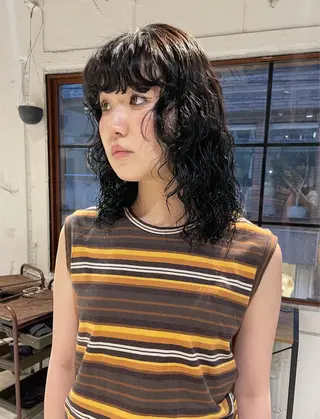 ミディアム パーマ レイヤー×初 パーマ|hinakoのヘアスタイル