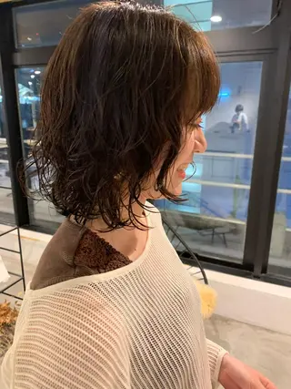 ミディアム パーマ ピンクベージュ/新潟 万代/高橋桃葉🍑のヘアスタイル