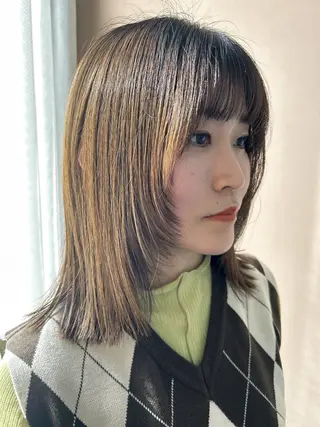 ミディアム カラー hub hair レイヤー/透明感のヘアスタイル