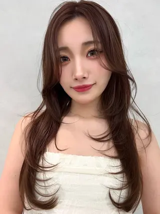 ロング 韓国レイヤー/ 顔まわり/西野和裕のヘアスタイル