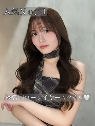 ロング 小顔韓国レイヤー× 艶髪 池袋/ハナ🌷のヘアスタイル