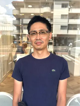 ショート メンズ ブリーチなしwカラー メンズパーマ新居見のヘアスタイル