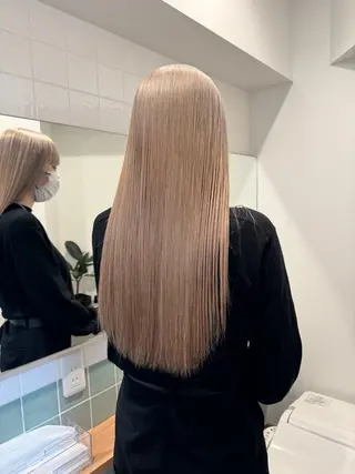 ロング カラー 切りっぱなしボブ レイヤー/縮毛矯正のヘアスタイル