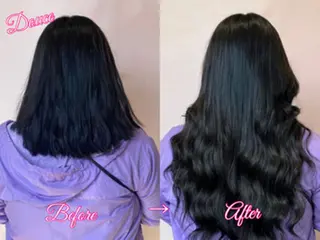 ロング カラー ヘアアレンジ チビ編み込みエクステ シールEXどぅ〜すのヘアスタイル