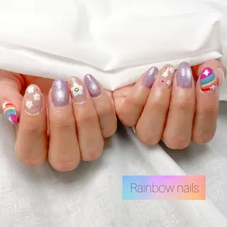 ネイル Rainbow nailsくろちゃんのネイルデザイン