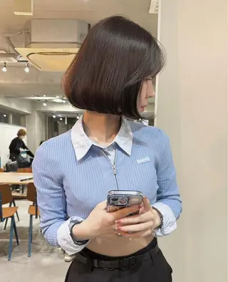 ミディアム 韓国リアルハッシュ レイヤーカットのヘアスタイル