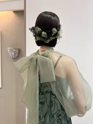 ショート ヘアアレンジ karin🌛ボブ／ 透明感たっぷりカラーのヘアスタイル