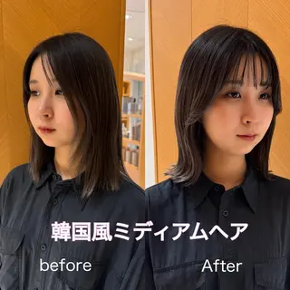 ミディアム 韓国風ヘア🐰 長谷川のヘアスタイル