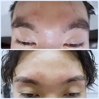 メンズ アイブロウ 曲がる縮毛矯正 LIBER 　岩名のヘアスタイル