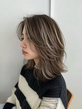 ミディアム カラー シールエクステ♦️ レイヤー♦️福田晃大のヘアスタイル