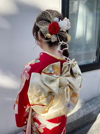 ロング ヘアアレンジ 🌷ラベンダーピンク 顔まわり🌷ねいろのヘアスタイル