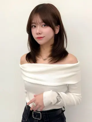 セミロング カラー ヘアアレンジ 顔周り&ミディアム 特化/池袋/kokiのヘアスタイル