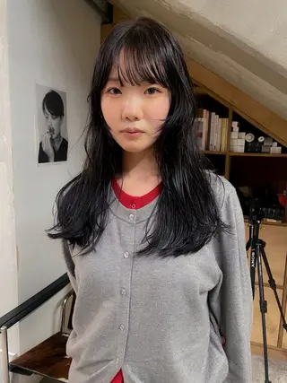 ロング カラー パーマ/レイヤー 岩山丈一郎のヘアスタイル