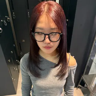 セミロング カラー 天瀬吏那メンズパーマ /透明感カラーのヘアスタイル