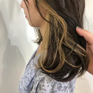 セミロング カラー salowin SHIBUYA me+店所属・kasumi/渋谷/ パーマのヘアスタイル