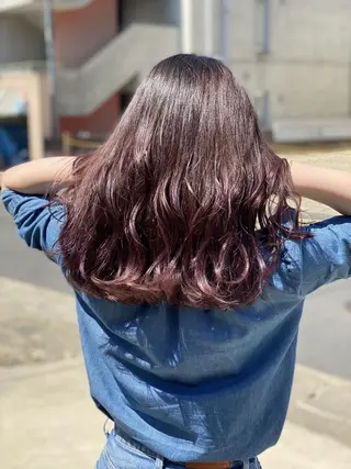 セミロング カシスピンクカラー/ ヤマノのヘアスタイル