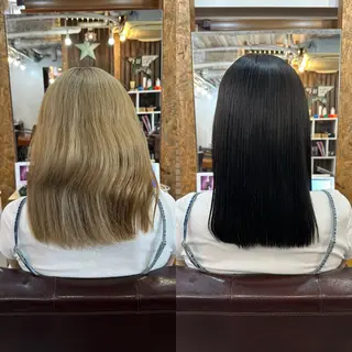 ミディアム カラー ブリーチ毛対応酸性 ストレート🌈サキのヘアスタイル