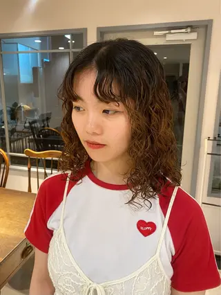 ミディアム パーマ ‎🤍透明感カラー 【仙川】セリナ‎🤍のヘアスタイル