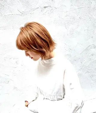 ミディアム カラー ブリーチなしWカラー /酸性ストレート河本のヘアスタイル