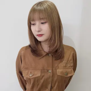 ミディアム カラー パーマ nonoka オリーブ/レイヤーのヘアスタイル