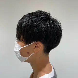 ショート メンズ 【シャドウパーマ センターパート】義心のヘアスタイル
