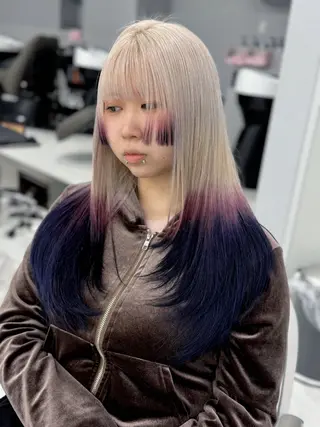 セミロング カラー 艶 ケアブリーチ 🎀🩵RISAのヘアスタイル