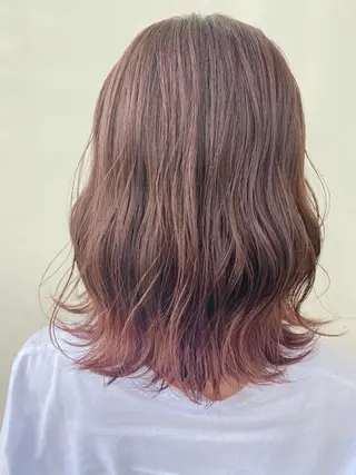 ミディアム カラー 韓国ヘア顔周りカット 艶髪ベージュtamaのヘアスタイル