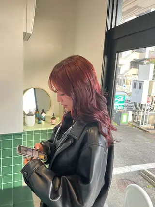 ロング カラー 本木下朋花/髪質 改善×ダブルカラーのヘアスタイル