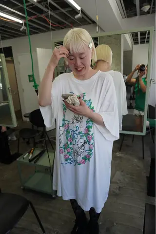 ショート カラー パーマ ヘアアレンジ 髪と音処　マトぺ所属・デザインカラー/ボブ ブリーチカラー/ユリのヘアスタイル