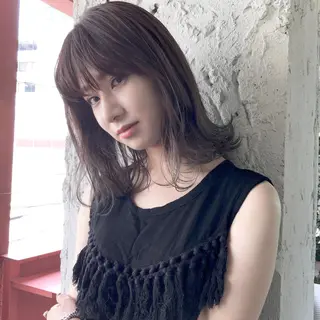 ミディアム カラー 薬院:今泉/上川美幸 大人ヘア/暗髪カラーのヘアスタイル