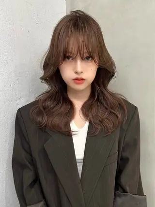 セミロング カラー 韓国/レイヤー/ 透明感🩶ひかる🩶のヘアスタイル