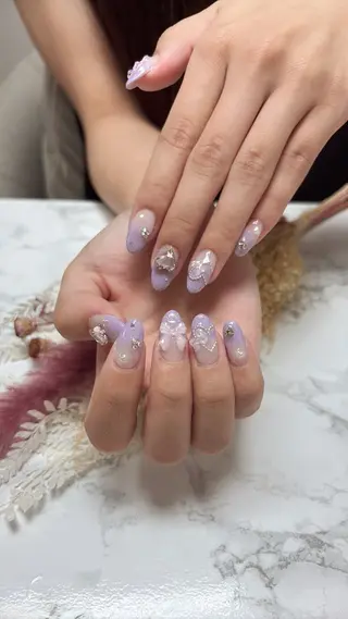ネイル はな💎ネイル ワンホン、長さ出しのネイルデザイン