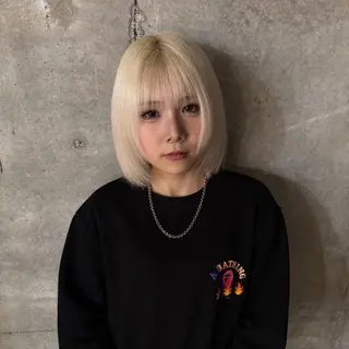 セミロング カラー ヘアアレンジ 複雑履歴修正/ ハイトーン職人/拓真のヘアスタイル