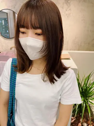 ミディアム カラー ヘアアレンジ 西山 紗耶香🪽 透明感カラー/ボブのヘアスタイル