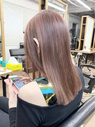 セミロング カラー パーマ ヘアアレンジ メンズ キッズ ネイル マツエク・マツパ アイブロウ 韓国風×透明感カラー 髪質改善オタベシンヤのヘアスタイル