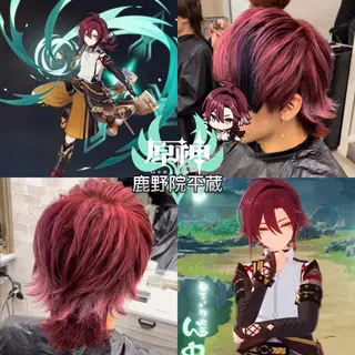 カラー メンズ 推しカラー💫 ブリーチ💫若菜覚のヘアスタイル